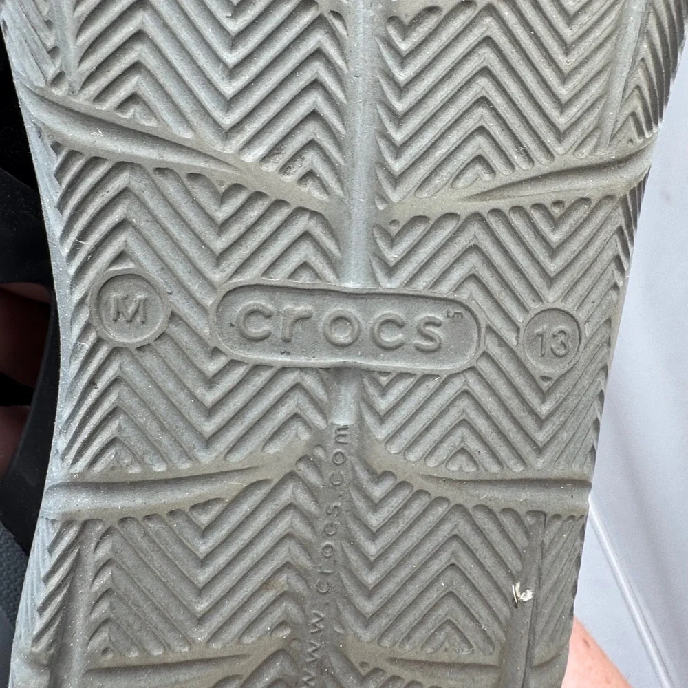 Crocs Swiftwater Mesh Deck Sandals Mens 13 Black Water‎ Shoes Hiking Boating